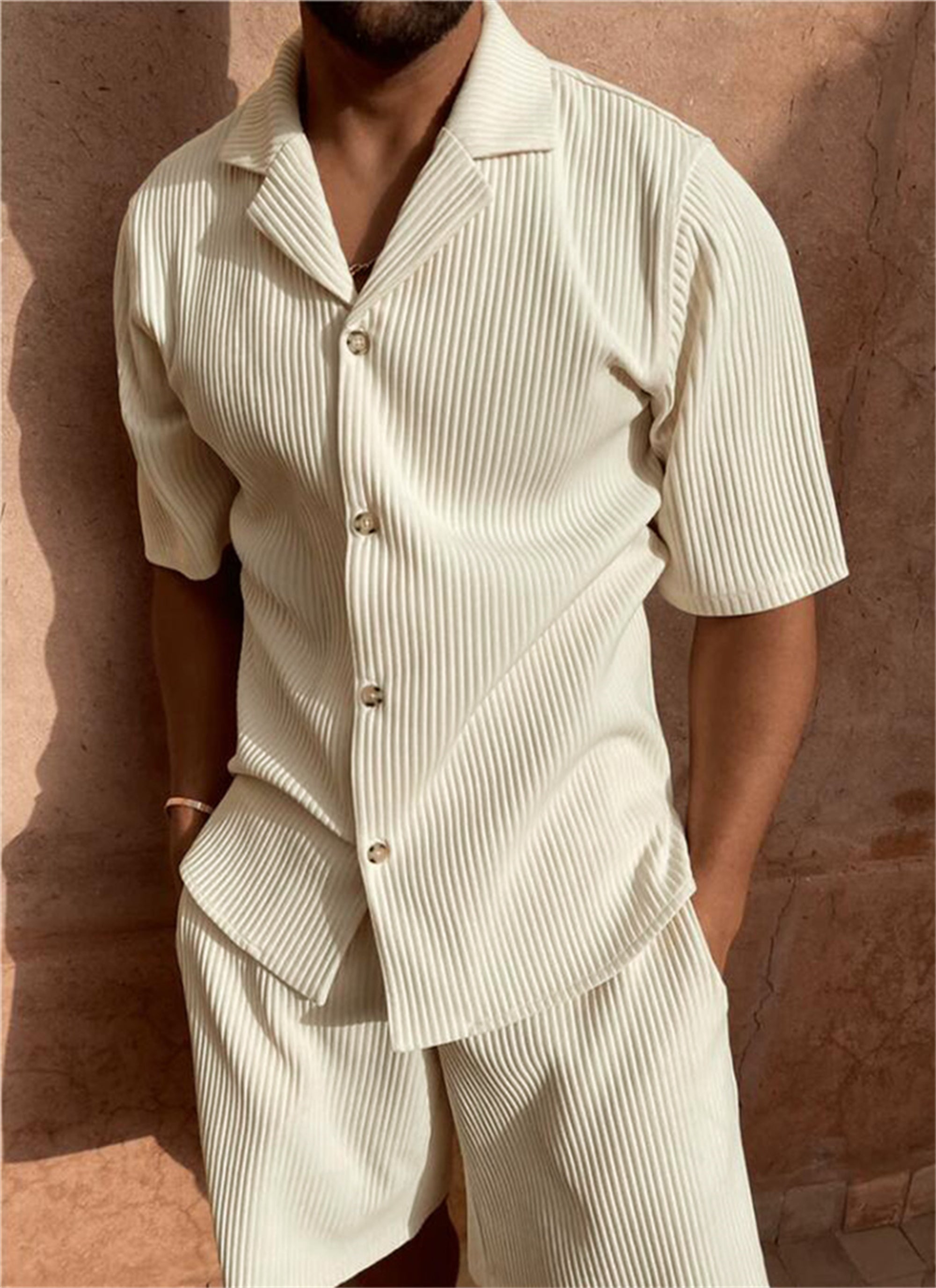 Ardian - Conjunto De Camisa De Manga Corta Y Pantalón Corto De Pana
